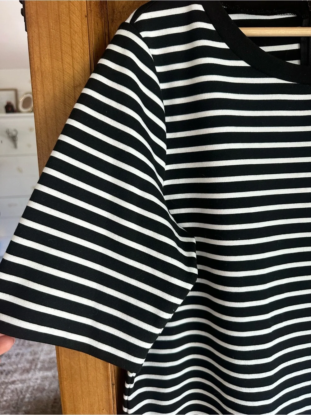 Michael Kors Black & White Striped Short Sleeve Dress 1X